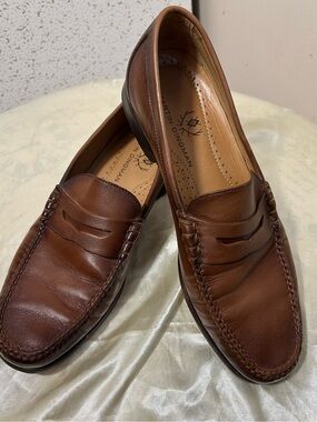 Martin Dingman Maxwell sheepskin leather Penny Loafers whiskey Men 10M